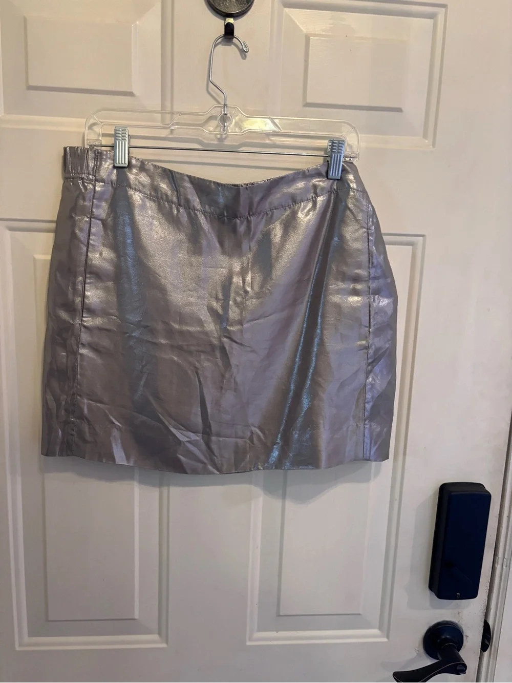 J. Crew Metallic Silk Silver A-Line Mini Skirt